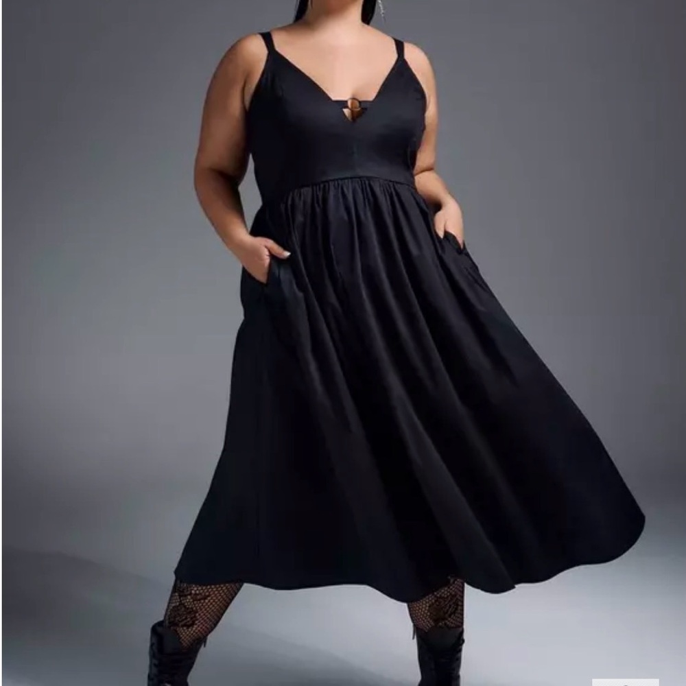 Size 0 Torrid Nightfall metal detail midi dress lightweight cotton NWT